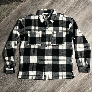 Forever 21 Men’s Black/gray/white Flannel Shirt